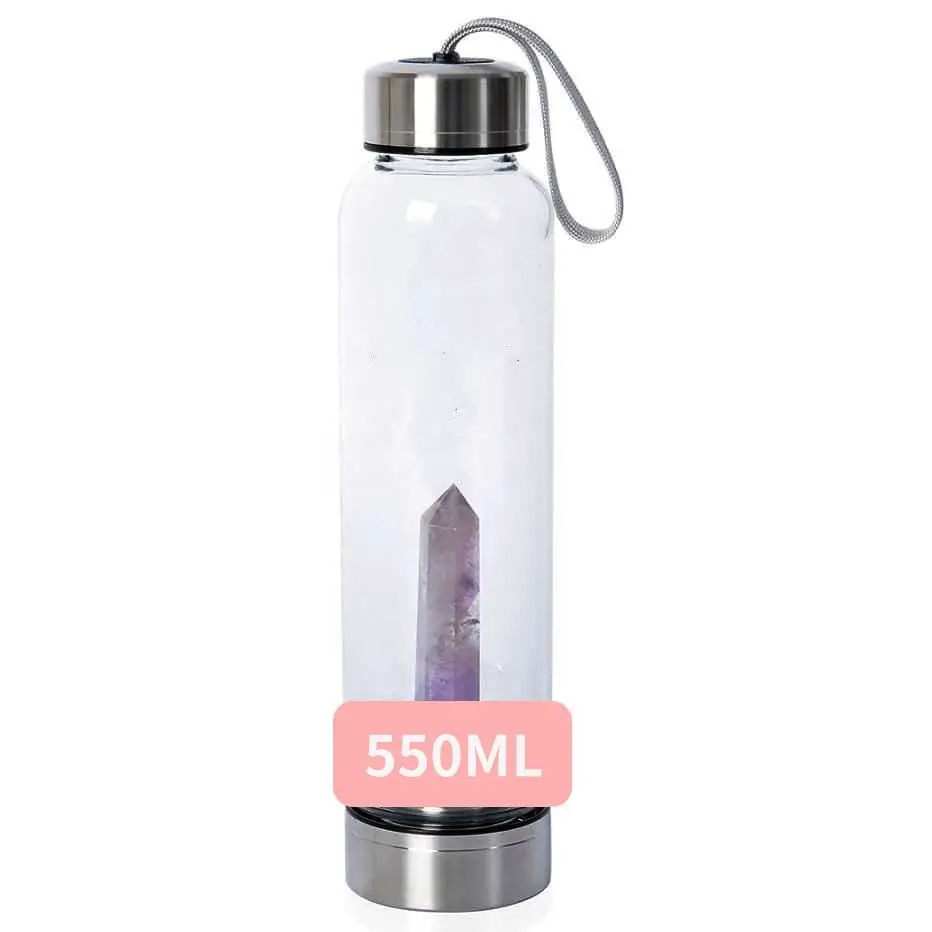 Wholesale Premium 550ml 16oz BPA Free Crystal Infused Water Bottles With Healing Gem Stone UK