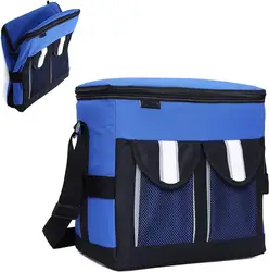 30Cans Collapsible Soft Cooler Bag Insulated Picnic Lunch Bag for Adult, Men, Women, Leakproof Liner, Blue, Large
