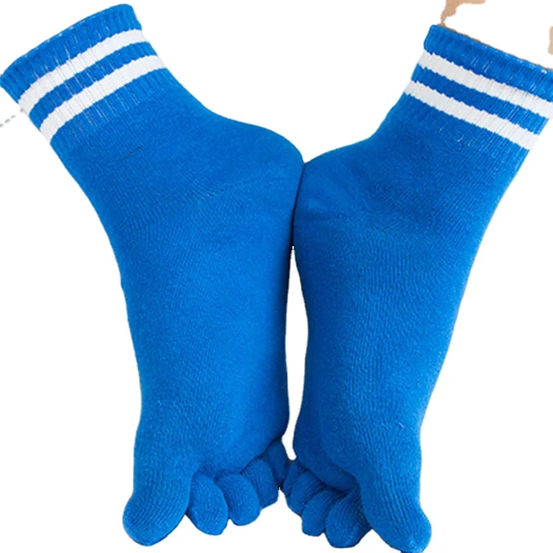Wholesale 7-12 Years Old Children Cotton Five Fingers 5 Toe Student Kids Five Finger Stripe Sport socks