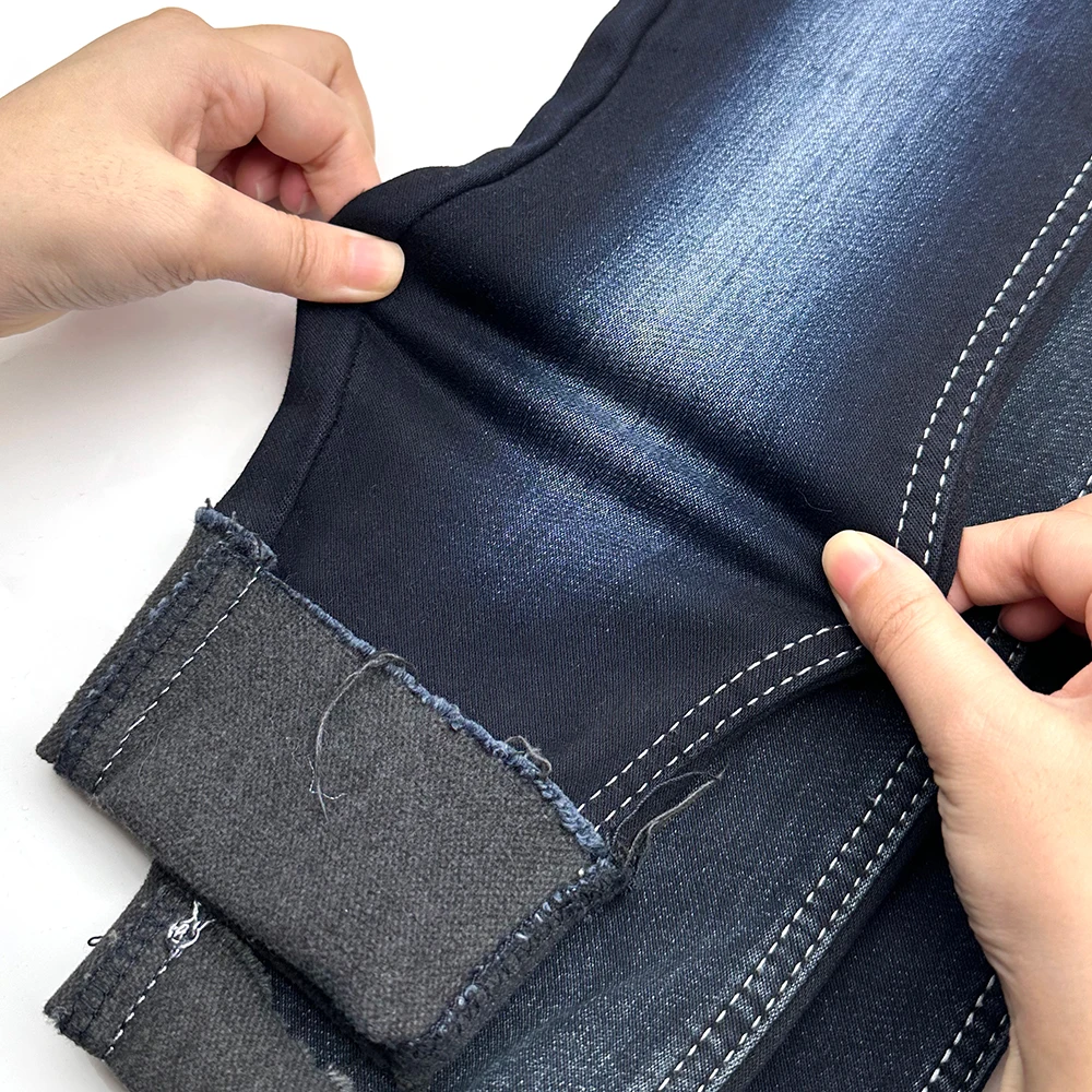 Aufar blue grey color special craft jacquard stretch denim fabric made in China 11.2oz width 138-140cm for winter ZMTAL1G6037