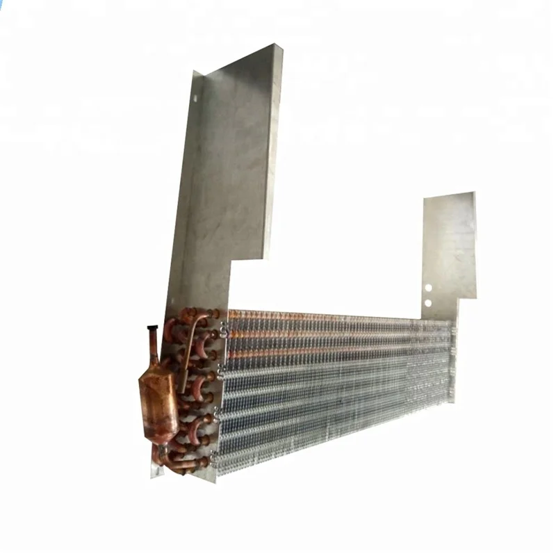 Copper tube heat exchanger evaporator for air cooled display cabinet