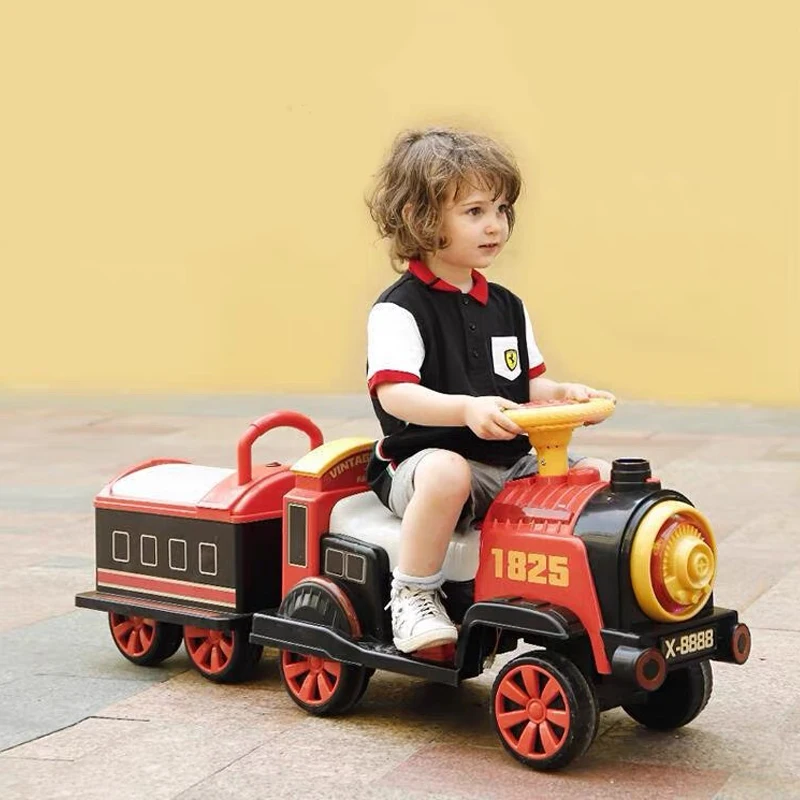 New Arrival Double Drive Remote Control Spray Lights Music Storage Electric Steam Train Toy