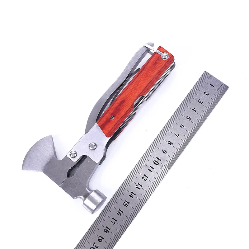 Outdoor 18 in 1 Multitool Survival Hammer Axe With Wood Handle