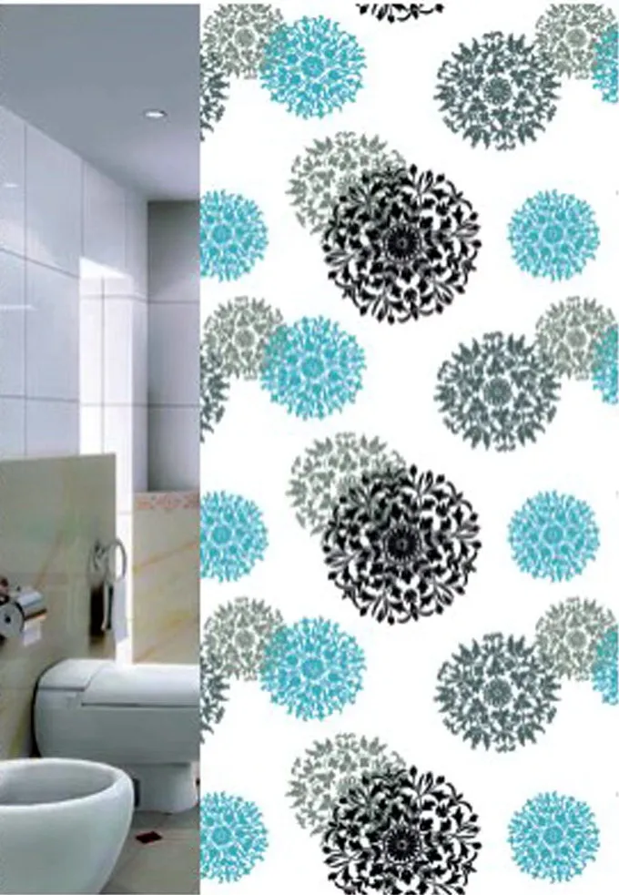 Print 100% polyester waterproof shower curtain, fabric Washroom Bath Curtain