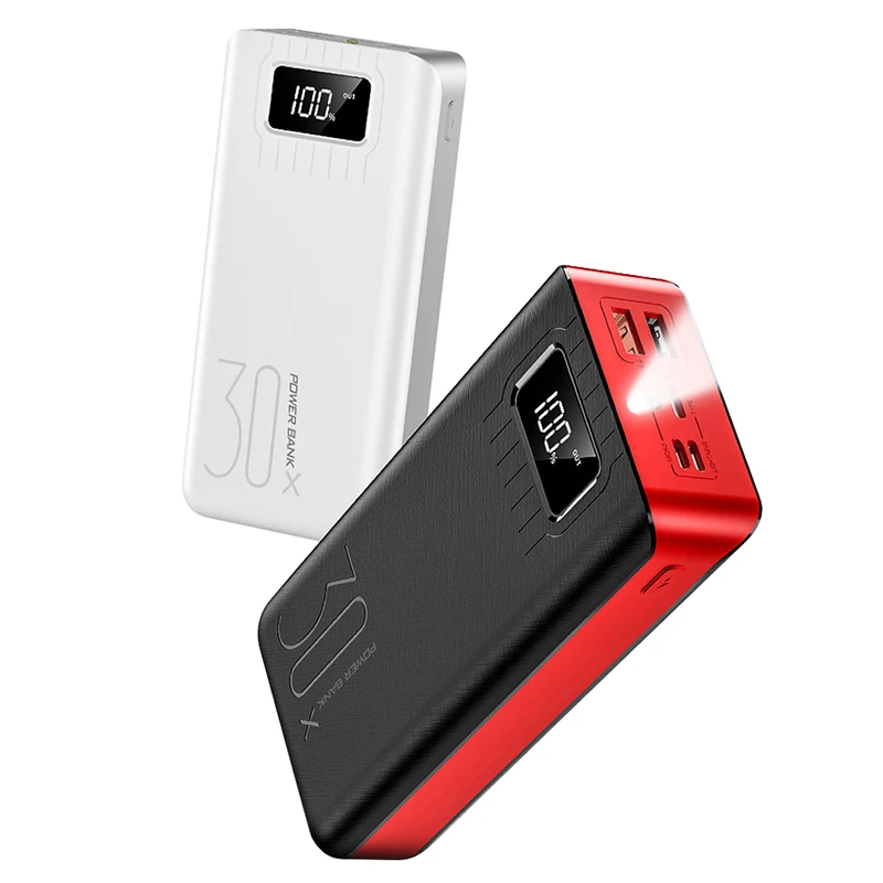 Портативное зарядное устройство 30000 мАч с двумя USB-портами типа C быстрая зарядка портативное для iPhone11 pro max