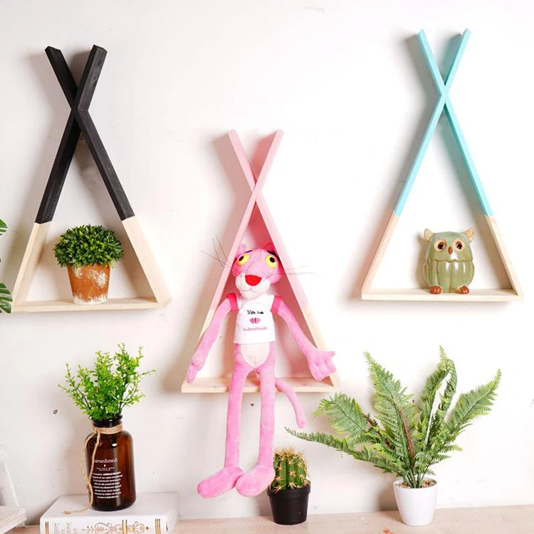 New design black wooden book sundries shelf wall mounted home decoration