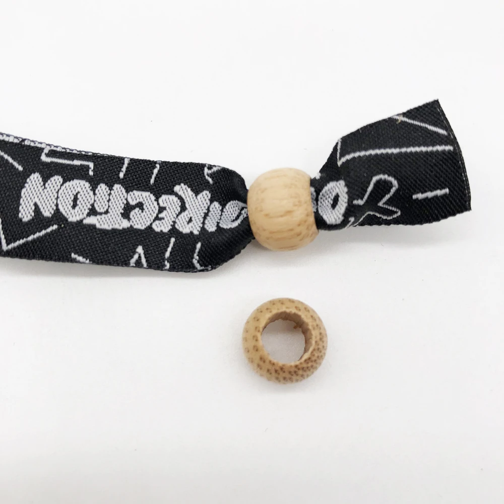 Environmental Custom Festival Fabric Woven Wristbands RPEt Wristbands for Events With Bamboo Reusable Closure