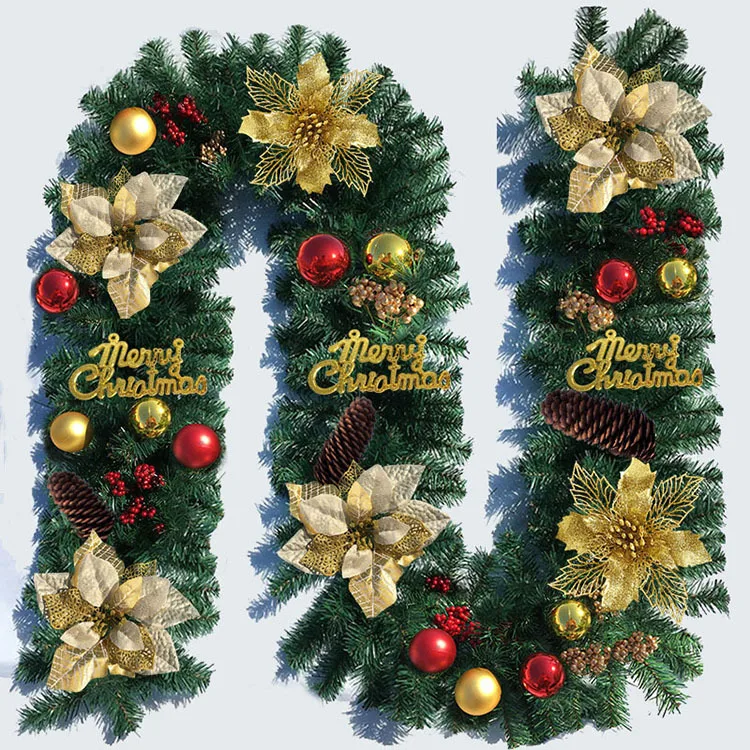hot sale Holiday Indoor/Outdoor Garland Decoration Christmas Garland flower pine cone rattan garland hanging wreath