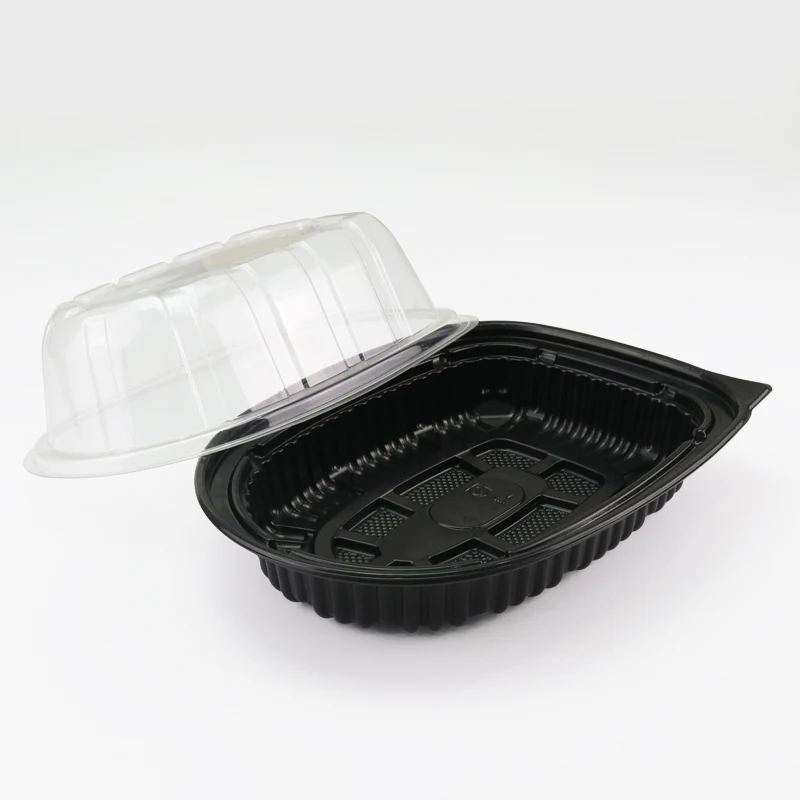 Disposable roast chicken box  pp material and pet lid plastic tray  used for supper market package