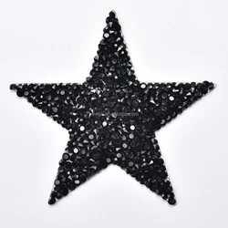 8cm Star Design Hot Fix Rhinestone Motif Iron on Patches Heat Transfer Pattern Crystal Strass Applique for T-shirt Garment