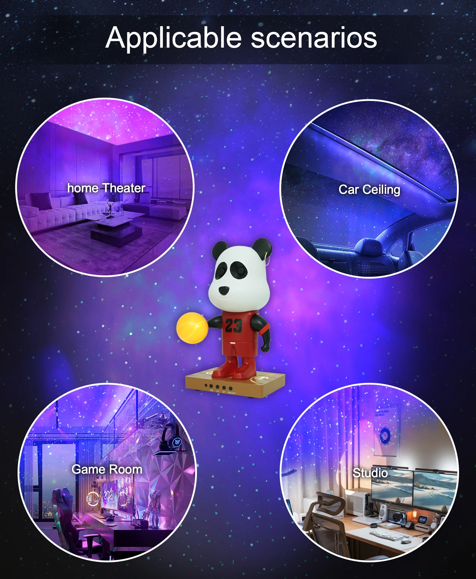 2023 Polar Newest Creative Romantic Space Bluetooth Music Starry Sky Projection Lamp  Decoration night light 3d