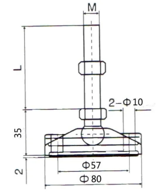 M10 Adjustable Anti Vibration Pad Leveling Leg Feet And Foundation Bolts