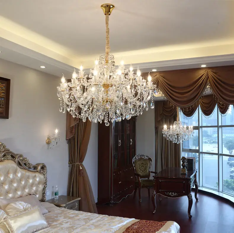 View larger image Add to Compare  Share Luxury Modern Gold glass K9 Crystal Chandelier indoor Living Room