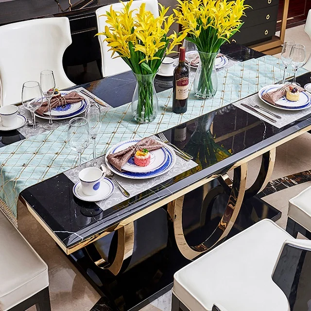 Buy furniture from china online 8 seater marble dining table