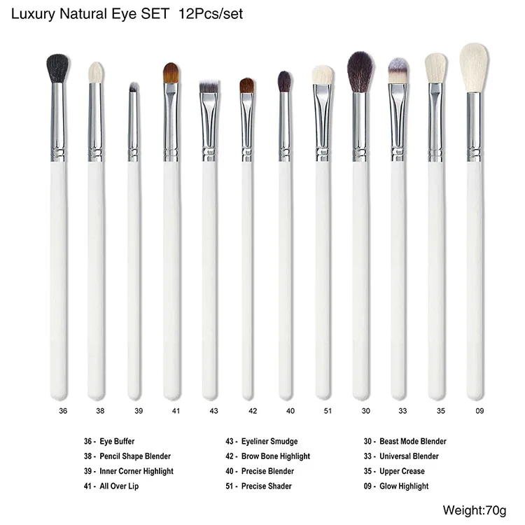 Hot Sale 5/8/12/15/24pcs Fashion Foundation Eyebrow Eyelash Makeup Brush White Wood Handle Private Label Makeup Brush Set