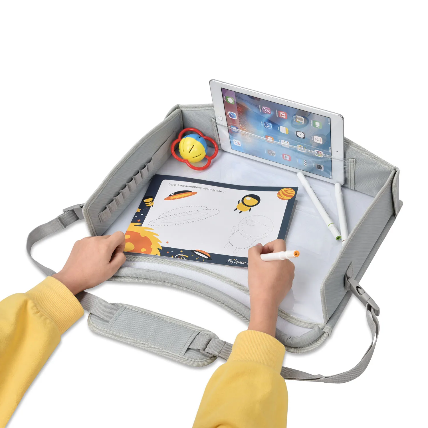 Custom Logo Popular Toddler Car Organizer Seat Eating Snack And Play Tray Children Writing Table Dry Erase Kids Travel Tray