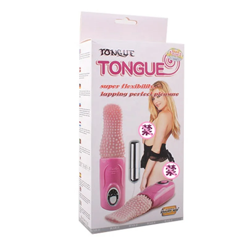 Simulated electric tongue licking female silicone masturbator vibrator stick