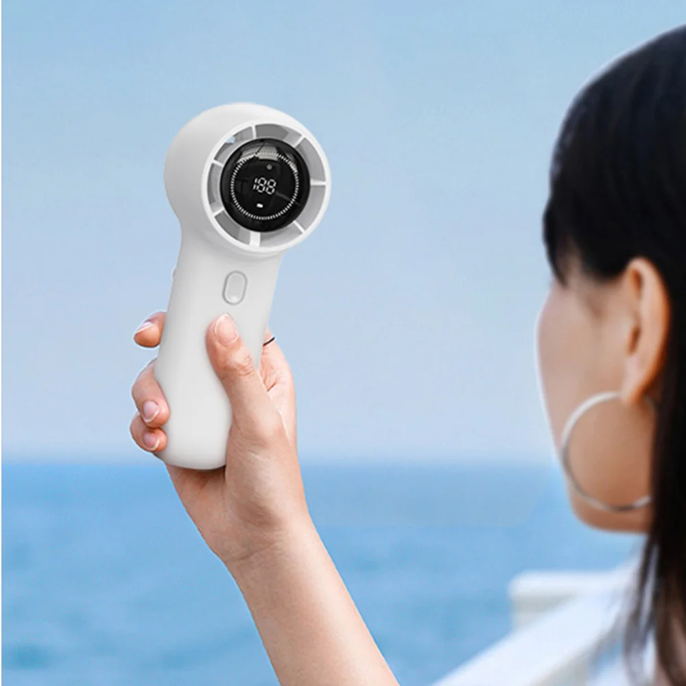 Portable 100 Gears High Speed Electric Turbo Mini Fan USB Rechargeable Air Cooling Handheld Fan With LED Display Hand Fan