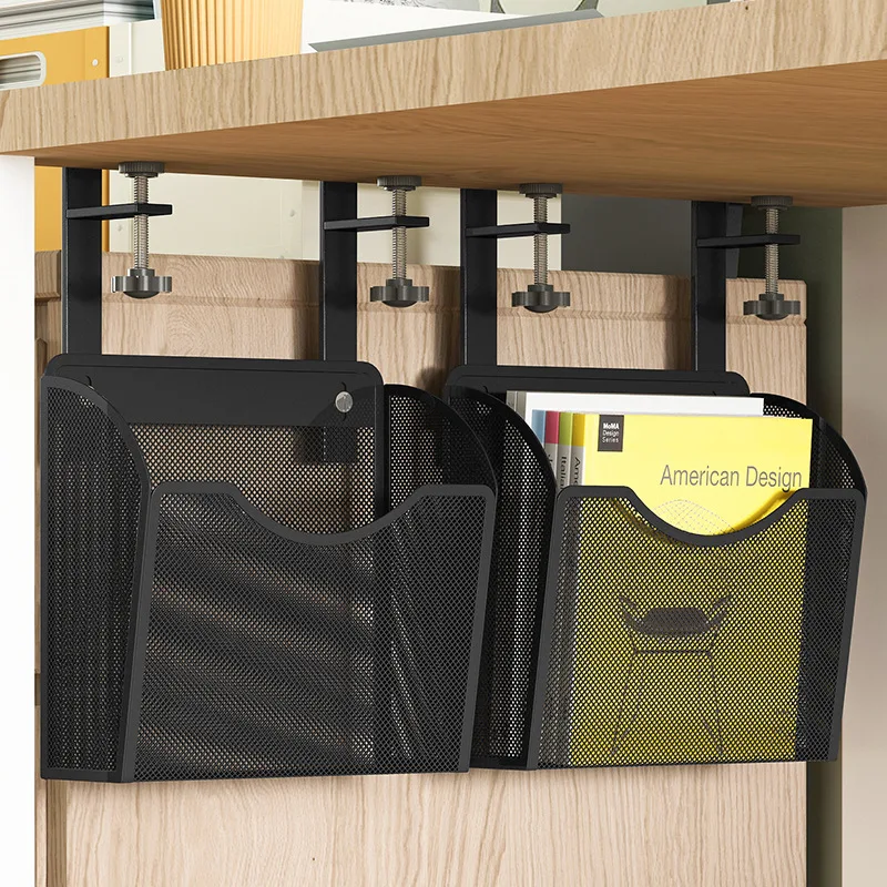 Dormitory desk-side organization storage rack under-the-desk book hanging basket shelf