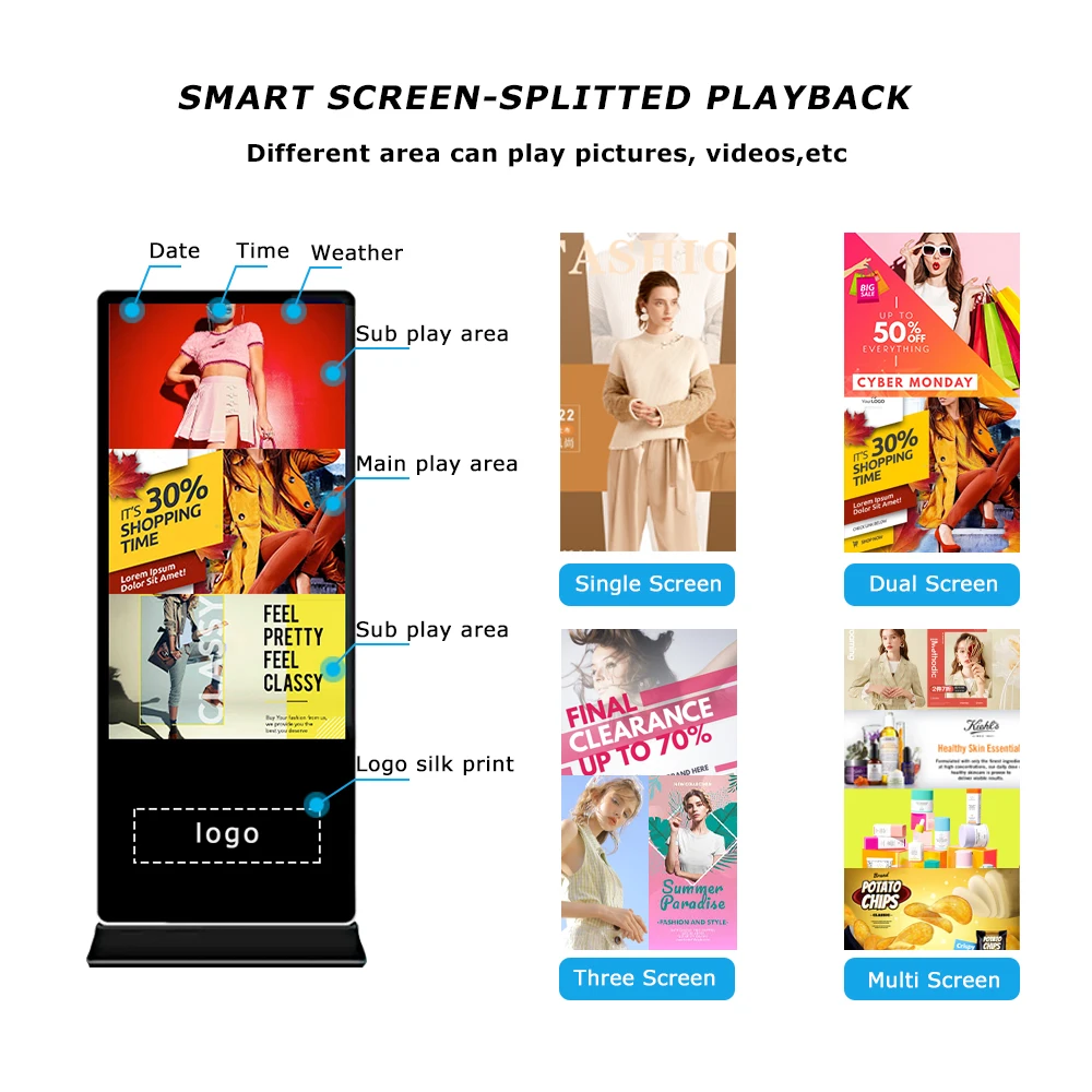 55kiosk  displays Pole Billboard Waterproof 43inch Outdoor Digital And Lcd Signage Outdoor Lcd display advertising screen