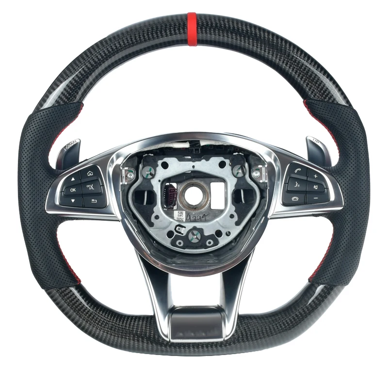 Перфорированная кожа из углеродного волокна на заказ руль для Mercedes Benz A45 AMG C43 63 CLA 45 CLS 2015LED дисплей