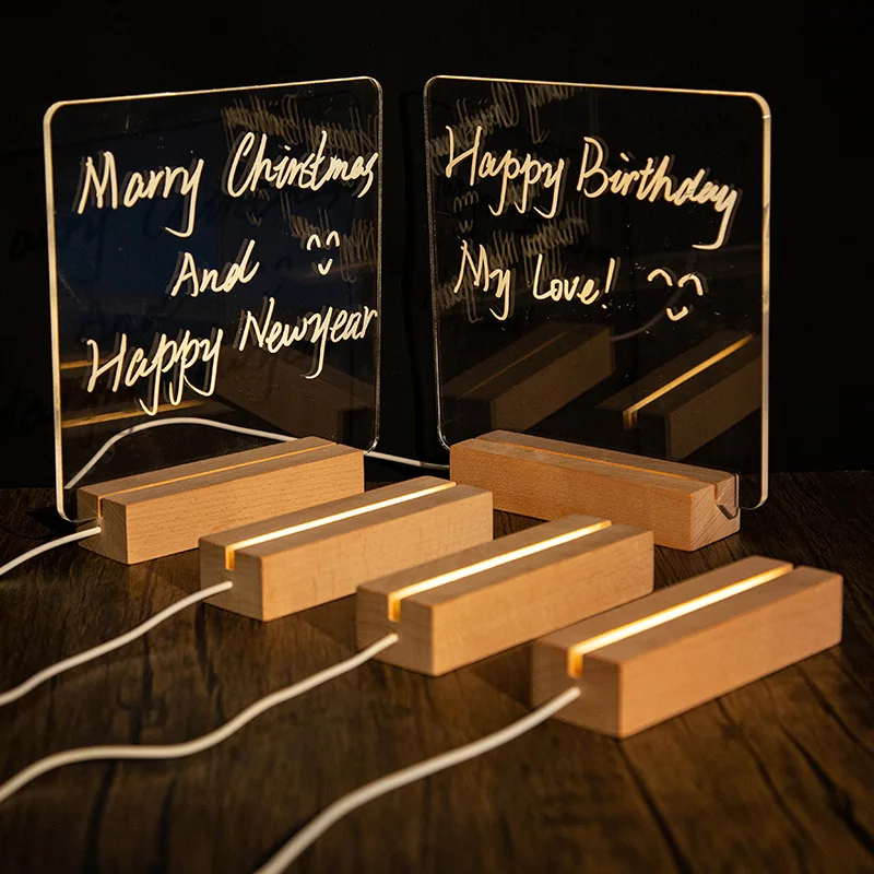 Acrylic Erasable Write Message Board Calendar Desktop Ornaments Decoration Transparent Luminous Led Night Lights