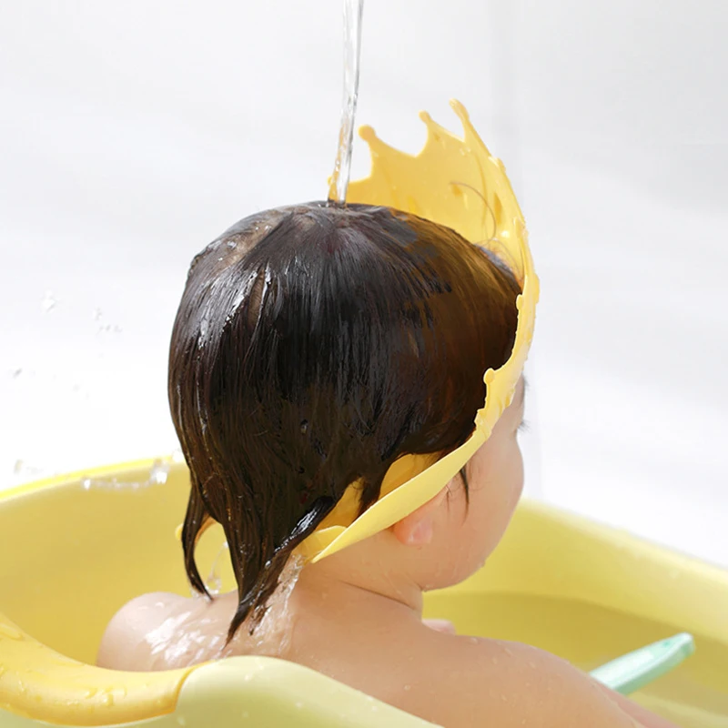 Purorigin Baby Bath Products Adjustable Silicone Children Wash Hair Bathing Protection Hat Crown Shower Cap Baby Bath Cap