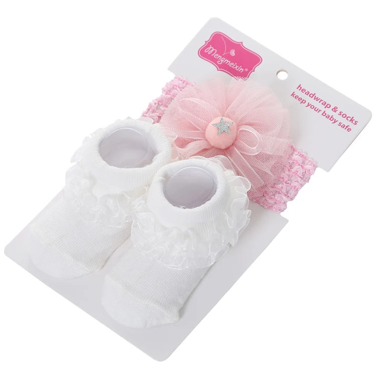 beautiful 100% cotton newborn baby socks and hairbands