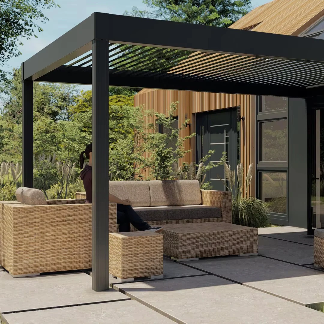 Factory Prices Canopy Louver Sun Awnings Yard Terrace Electric Metal Gazebo Bioclimatic Louvered Aluminum Pergola