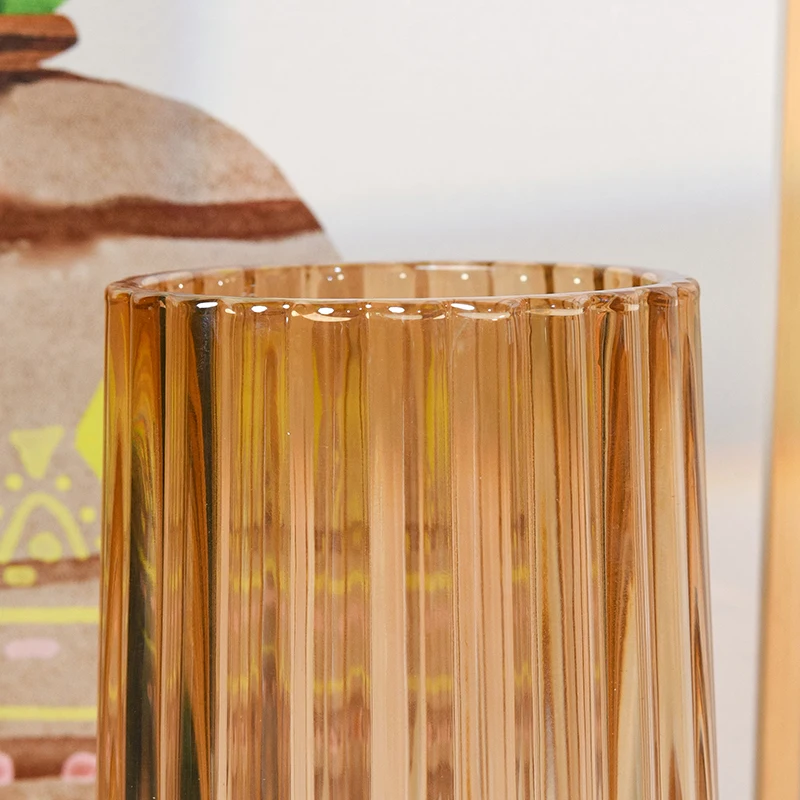 2023 Aspire Coloured Gradient Flower Rectangular Long Hand Blown Crystal Glass Vase for Table Floor Decoration