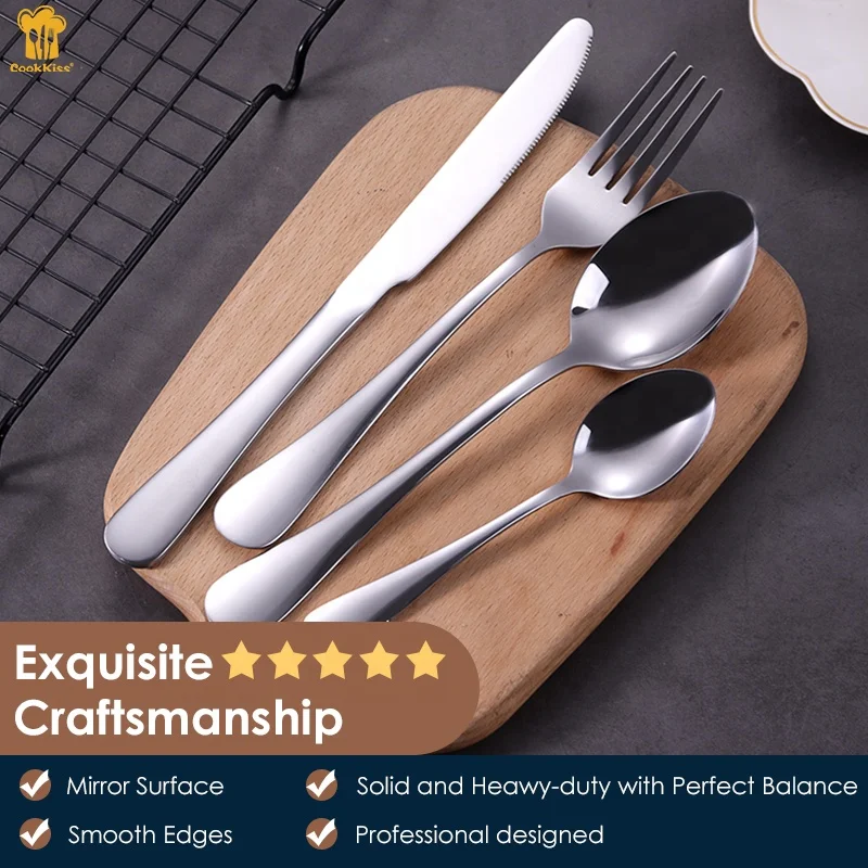 Bulk 4pcs Knife Spoon Fork Luxury Metal Tableware Spoons Travel Vintage Gold Cutlery Stainless Steel Flatware Sets