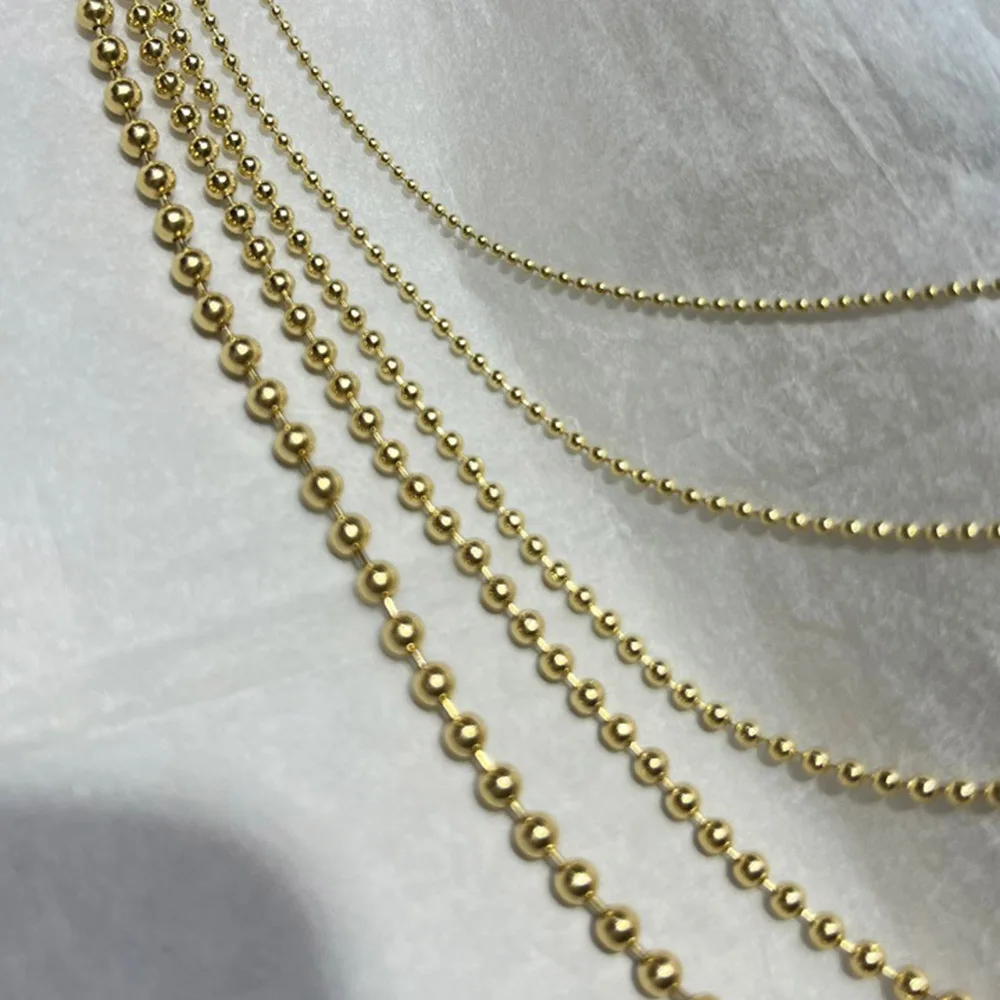 Ювелирные изделия из настоящего чистого золота Au750 18 карат DIY Jewel аксессуары фурнитура ожерелье браслет на ногу бусины Круглый шар цепь