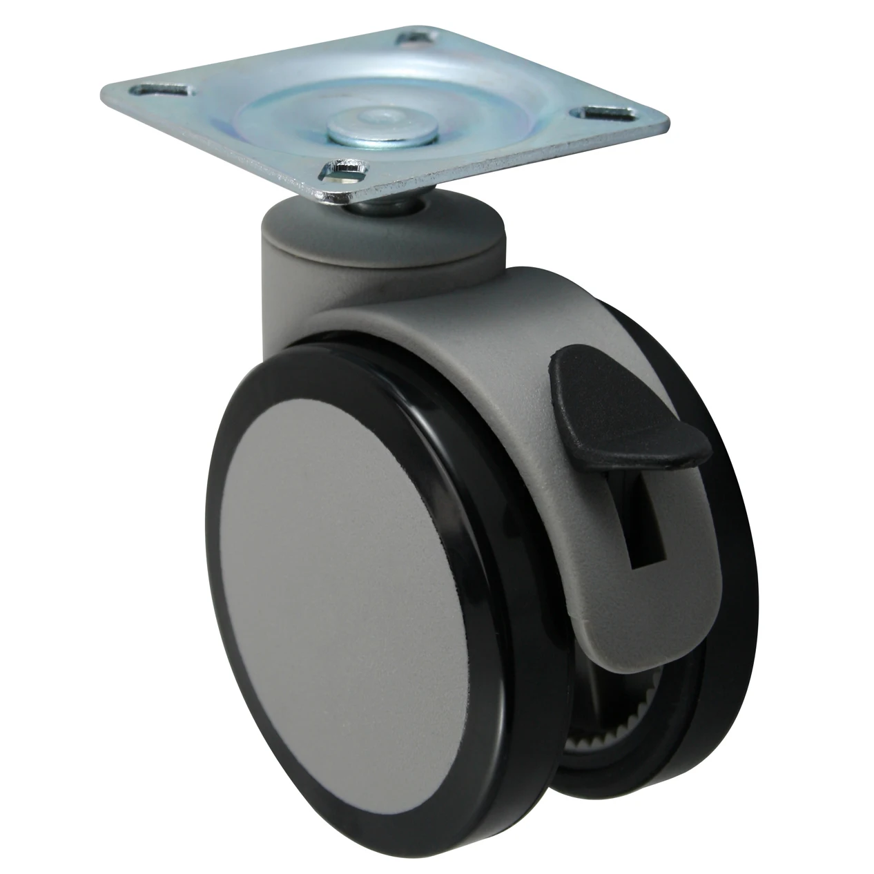 75mm Black Nylon Twin Wheels Swivel Caster 3 Inch Flat Wheel Castor with brake