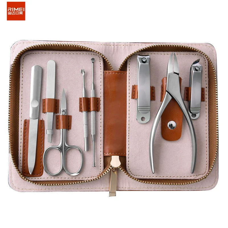 RIMEI Professional Manicure Pedicure Tool Sets of 8 Pcs Nail Clipper Scissors Manicure Travel Set