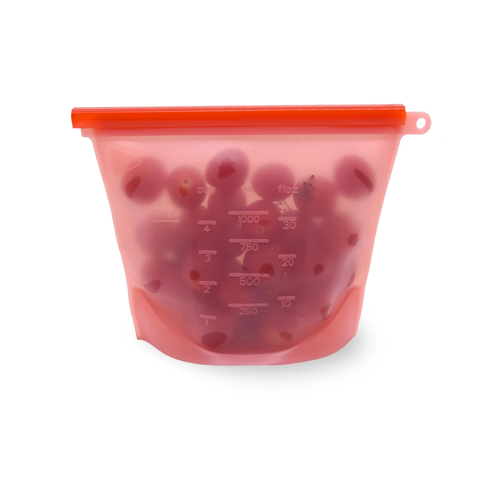 Reusable Snack Bags Silicone Food Bag 3 size Sealed and Leak Proof Freezer Safe Zip Lock Food Storage Bags