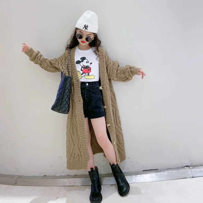 2020 fashion girls knitted long baby cardigan sweater wholesale