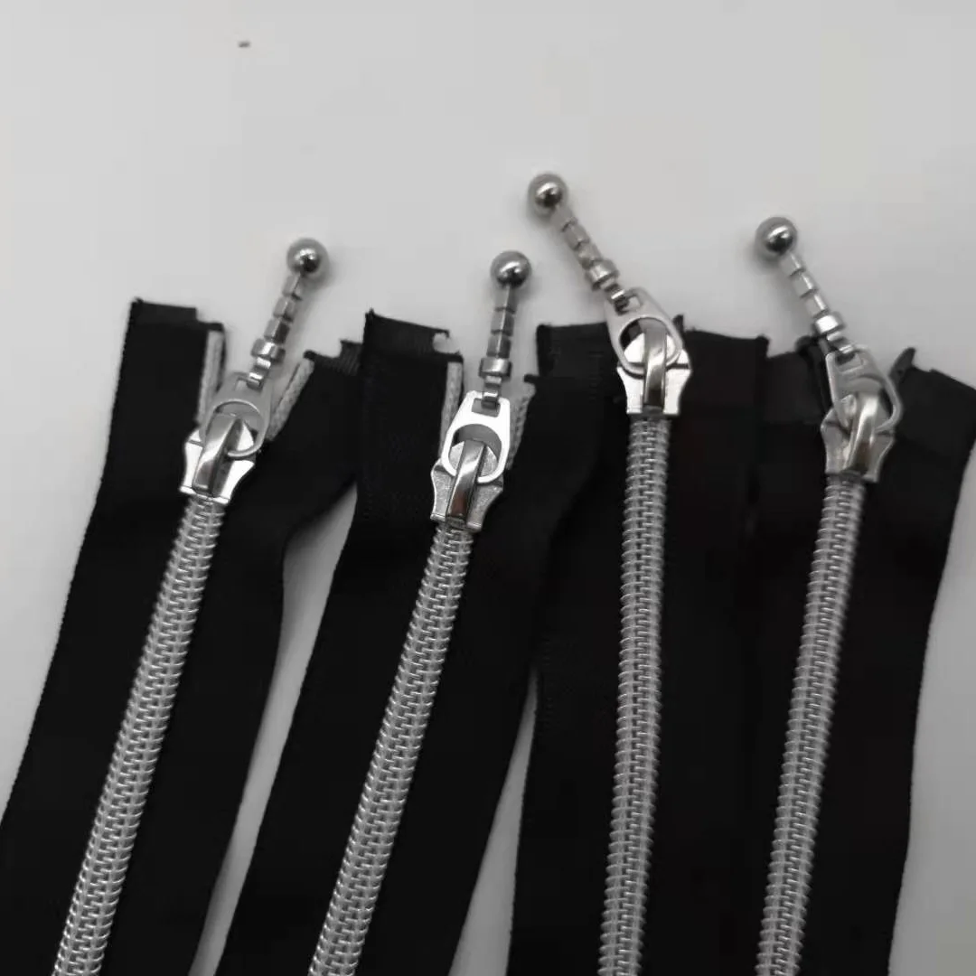 Большая двойная молния 5 # с серебряными зубцами из нейлона для сумок