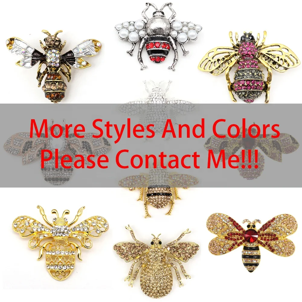 Fashion Jewelry Crystal Rhinestone 60mm/2.36inches Bee Brooches Pin Honeybee Hijab Brooch For Women Lady