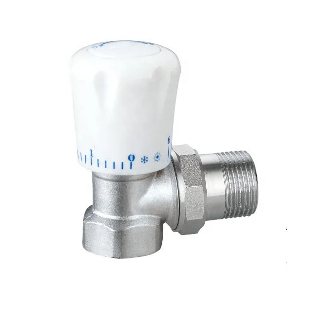 Manufacturer manual brass angle thermostatic corner radiator valve set 1/2 radiator white plastic knob