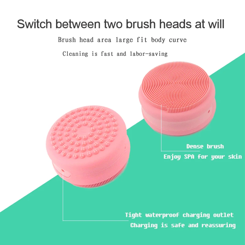 2019 Silicone Bath Brush Long Handle Rotating Shower Massage Brush Electric Silicone Shower Scrubber Back Cleaning