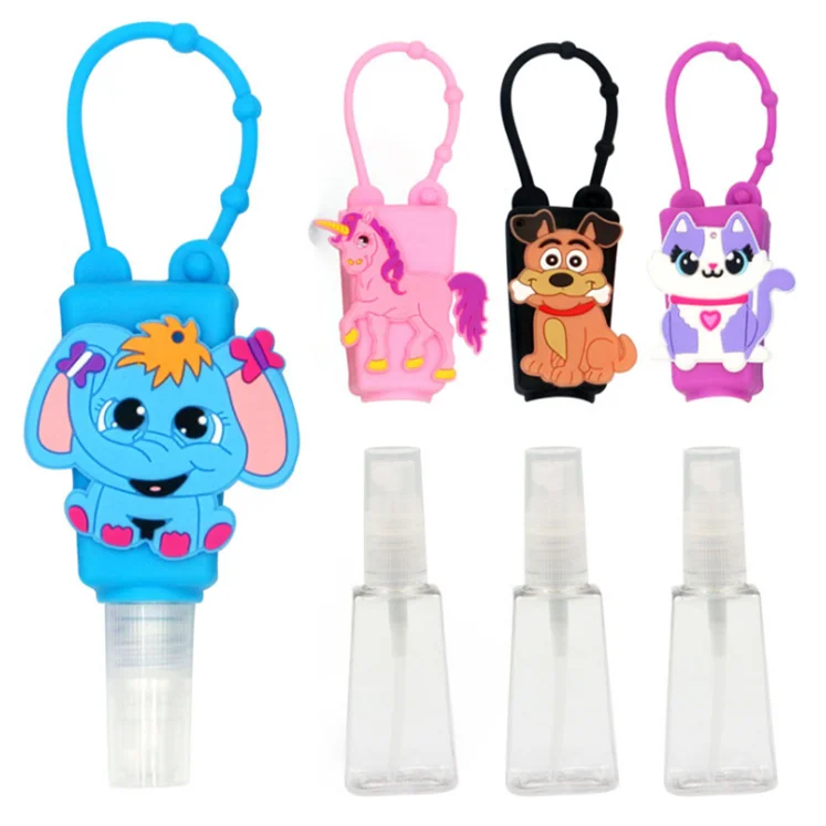 Kids Portable Empty Travel Bottles Hand Sanitizer Holder Cute  1 oz Leak Proof Refillable silicon hand sanitizer bottle holder