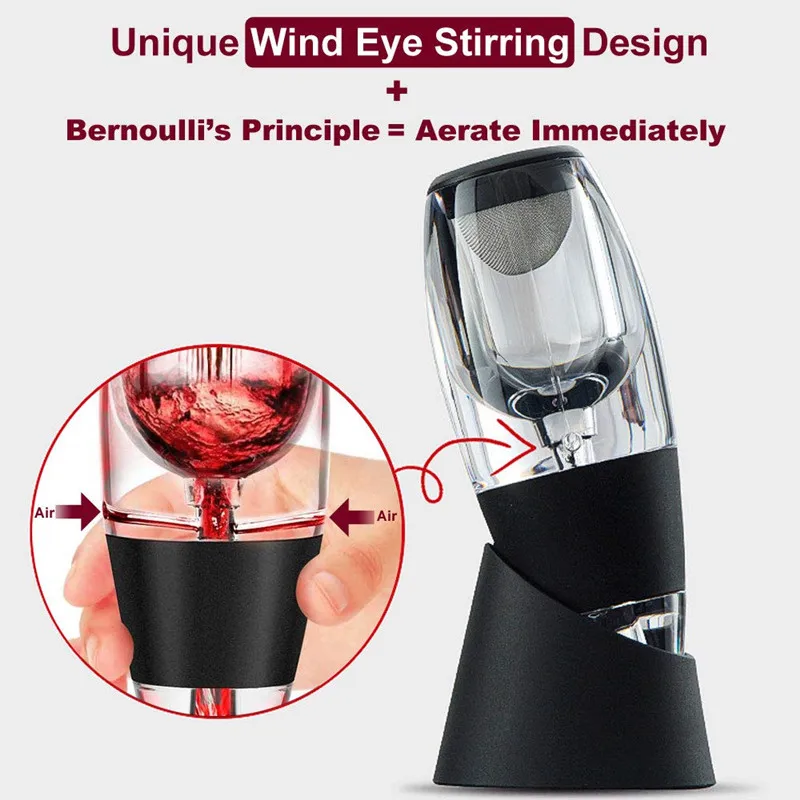Wine Accessories Acrylic Red Wine Air Strainer Plastic Magic Wine Airator Aerator Decanter Pourer Spout Set With Filters
