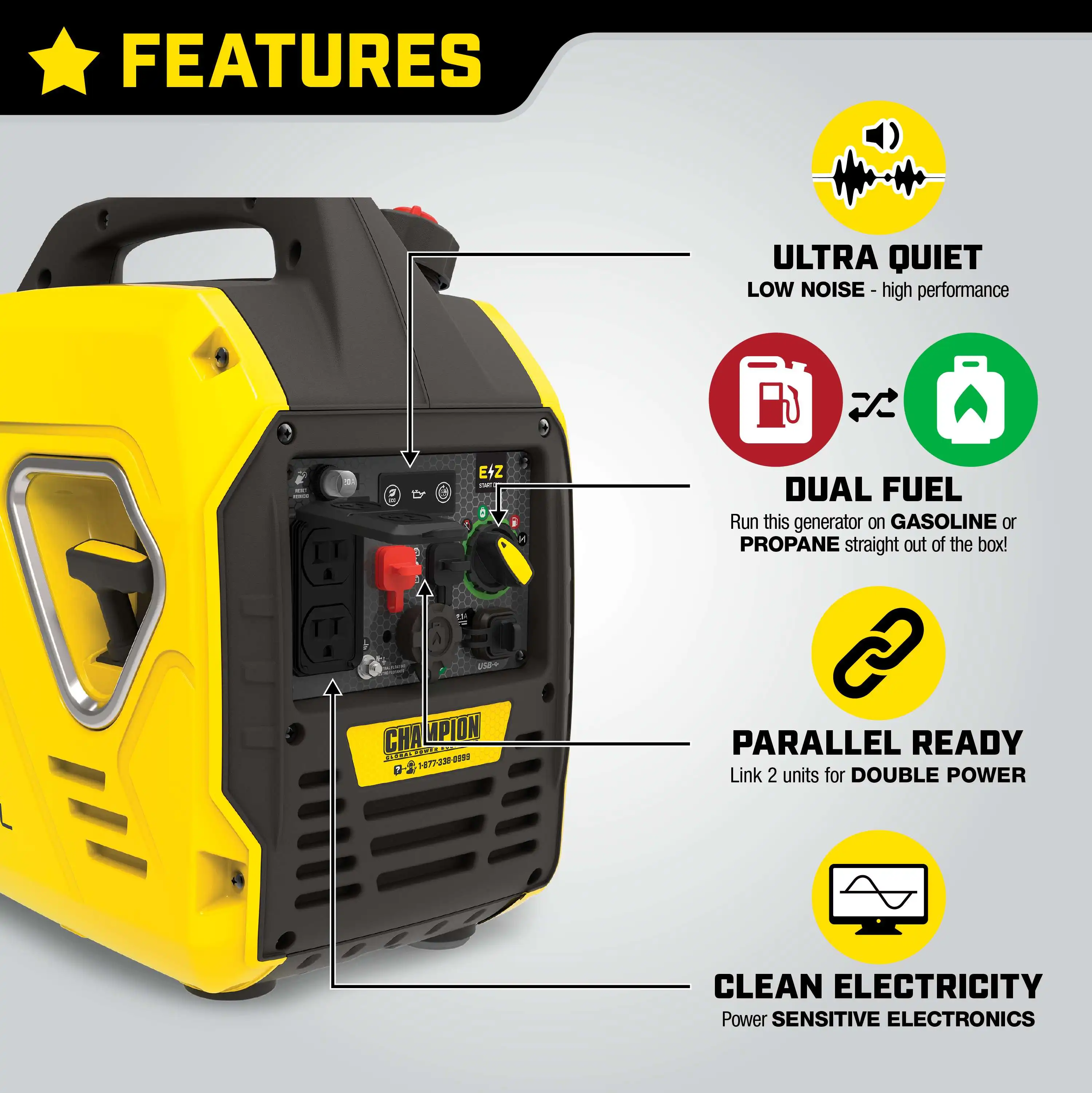 Champion 2500-Watt Ultralight Portable Dual Fuel Inverter Generator