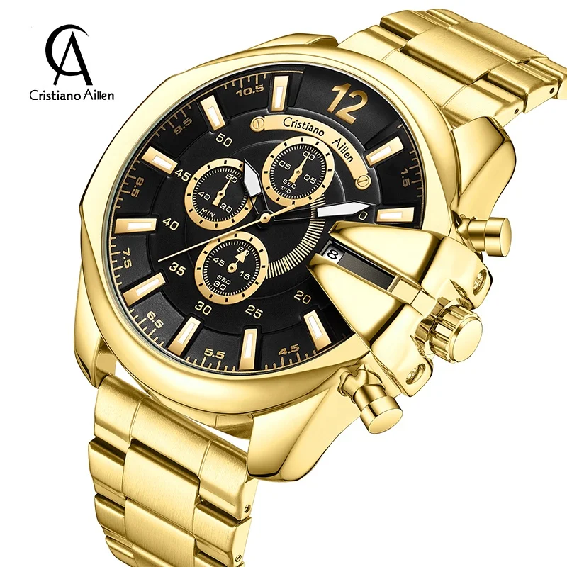 Cristiano Aillen CA0832G Brand Fashion Quartz Custom Design Wrist Man Watch 6-pointer multifunctional business watch