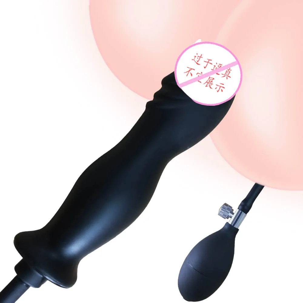 Balloon Inflatable Dildo Anal Plug Sex Toy with Manual Air Pump Handle Expander Stretcher Ass Spreader