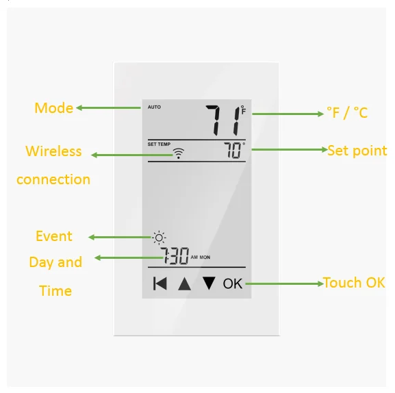 Smart programmable wi-fi room floor heating thermostat temperature controller