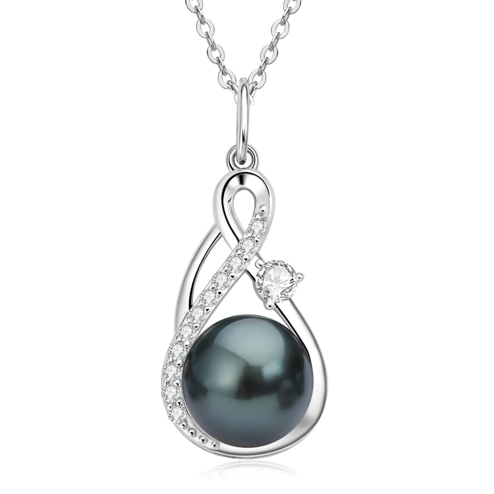 Tahitian Black Pearl Necklace for Women   Tahitian Cultured Pearls Pendant 18K solid Gold for girl   Jewelry gift for mom