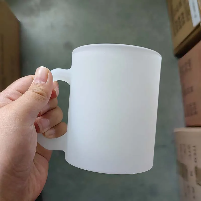Personalized DIY Logo 11oz Frosted Glass Photo Mug Sublimation Blank Coffee Beer Mugs Sublimation Print Frosted Drinking Glasses