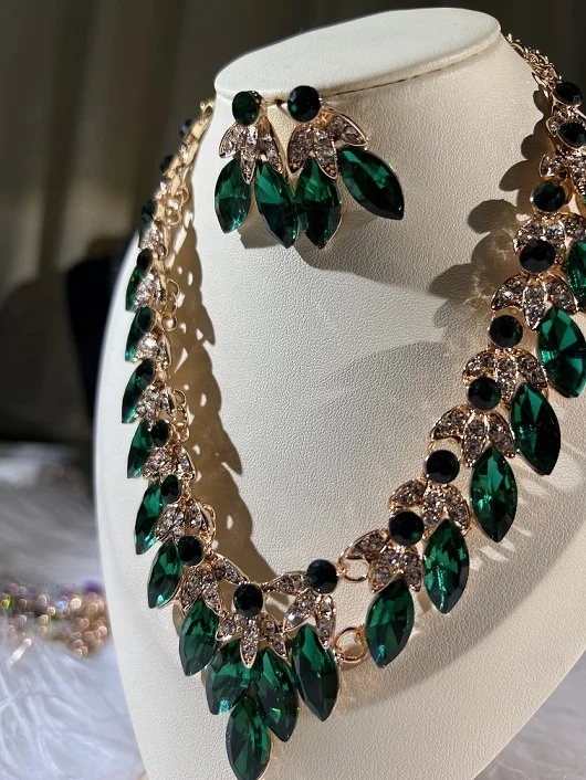 2023 Coral Beads Rhinestone Diamond Copper Ally Jewelry Sets Gold Elegant Necklace Earrings Bridal Wedding African Jewelry Sets