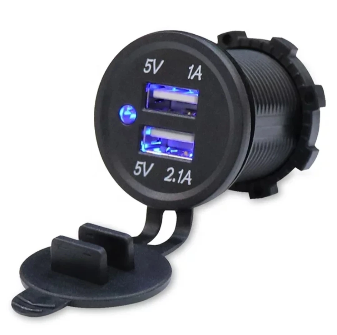 Waterproof 12V 24V Dual USB Port Car Charger Power Adapter Socket Outlet for Vehicle Boat Truck Motorcycle diy